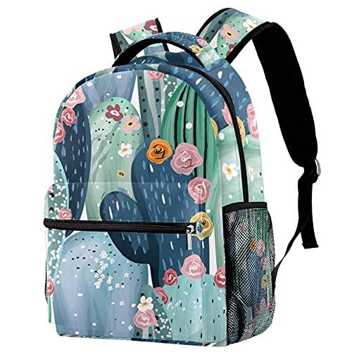 Sac à dos ordinateur portable à motif cactus et fermeture éclair robuste