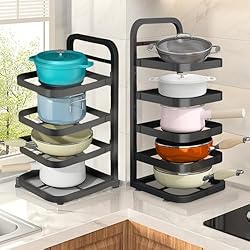 Estanteria Pan Vaestarpro - Organizador de ollas y estufas, maceta para pan, estante bajo los organizadores de fregadero y almacenamiento, organizador de ollas para organización y almacenamiento de cocina (4