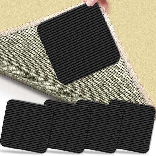 Happara Lot de 4 Tapis antidérapants, lavables, antidérapants, pour Un Maintien sûr, réutilisables, sans résidus, pour sols en Bois Dur, 10 cm x 10 cm