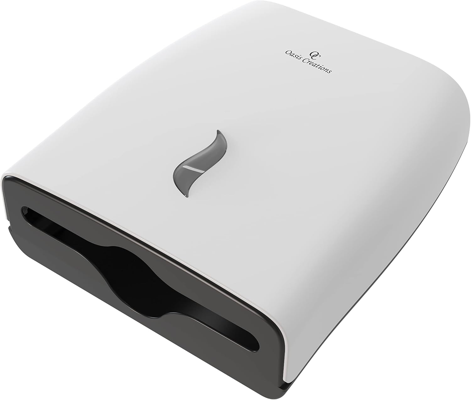 Touchless White Paper Towel Dispenser by Oasis Creations-Wall Mount Hanging Hand Towel Holder- Hands Free-500 Multifold Tissues-Bathroom & Kitchen Accessories-Key Lock Feature-Restaurant & Office