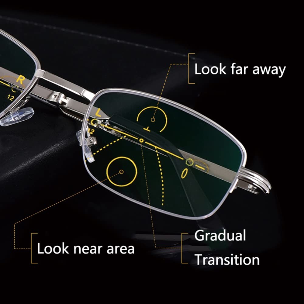 Gafas De Lectura Transición Fotocromático Gafas De Computadora Plegables Montura Metálica Anteojos Bloqueo De Luz Azul para Hombres Y Mujeres (Size : +3.00)