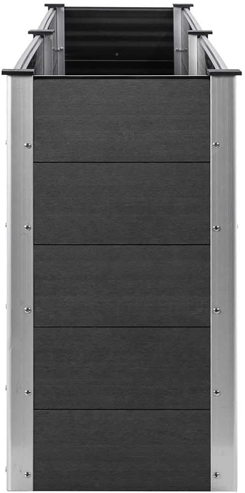 vidaXL Raised Garden/Flower Bed - Gray WPC/Steel, Weather-, Modern Design, 78.7" x 19.7" x 35.8"