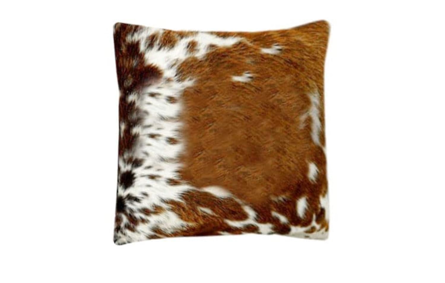NGF Cowhide Pillows Cushion Cover Leather Hair on Cow Hide Skin Brown and White 16'' x 16''Inches