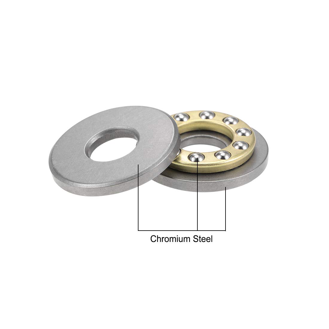 sourcing map 10 Stück Einzelnrichtung F8-22M Axialkugellager 8 mm x 22 mm x 7 mm Chromstahl
