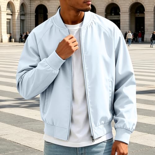 Men Bomber Jacket Casual Zip Up Windbreaker Lightweight Flight Jacket - image 3