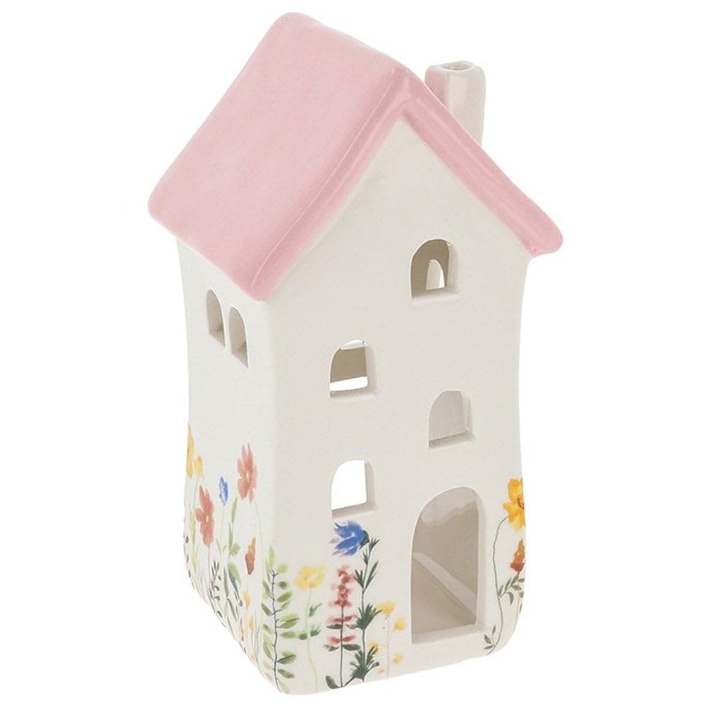 Shudehill Giftware Meadow House Tealight Holder - Small Pink 337801