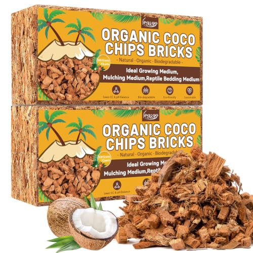 Legigo 2 Pack Coco Coir Chips for Plants- 2.2 LB 100% Organic Coconut Chips Brick Potting Mix with Low EC & PH Balance Coconut Husk Substrate Coco Husk Mulch for Garden Planting Orchid and Soil Mix