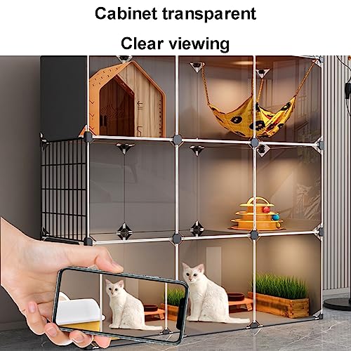 Cage pour chat portable à 3 niveaux avec structure spacieuse modulable