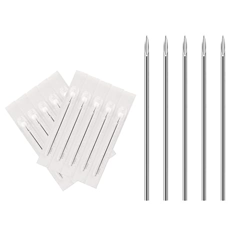 Miniatura 8 de ATOMUS - Agujas para piercings corporales, calibres 14G / 16G, acero inoxidable estéril desechable, adecuadas para piercing de oreja, nariz,