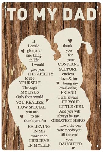 Dad Gifts from Daughter Wife,12x8Inch Metal Tin Sign Vintage Plaque Decorative Gifts for Dad Husband,Meaningful Retirement Anniversary Birthday Father's Day Christmas Presents for Daddy Stepfather