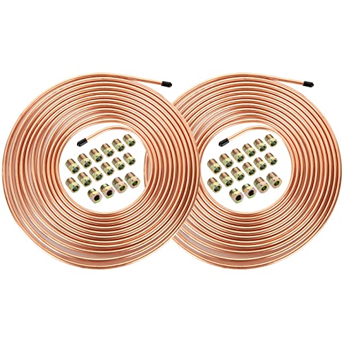 Acrux7 2 Pcs Brake Line 1/4 Inch 25 ft. Brake Line Tubing Kit Copper Coated Flexible Brake Line...