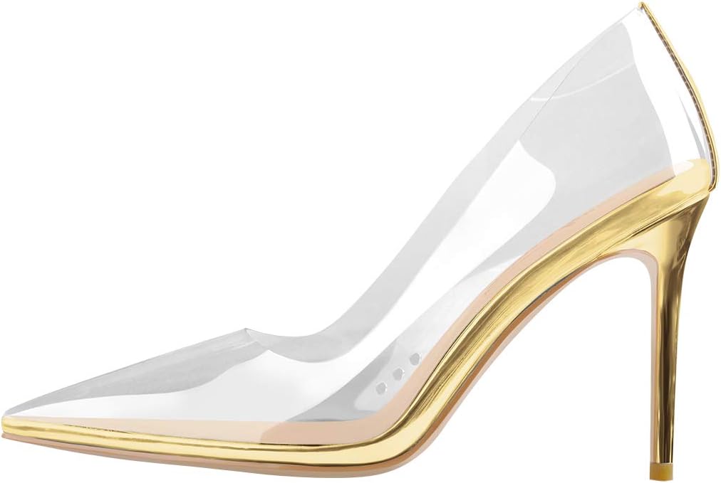 Yolkomo Women's Two Tone Ankle Strap Pointed Toe Heeled Pumps Sandals