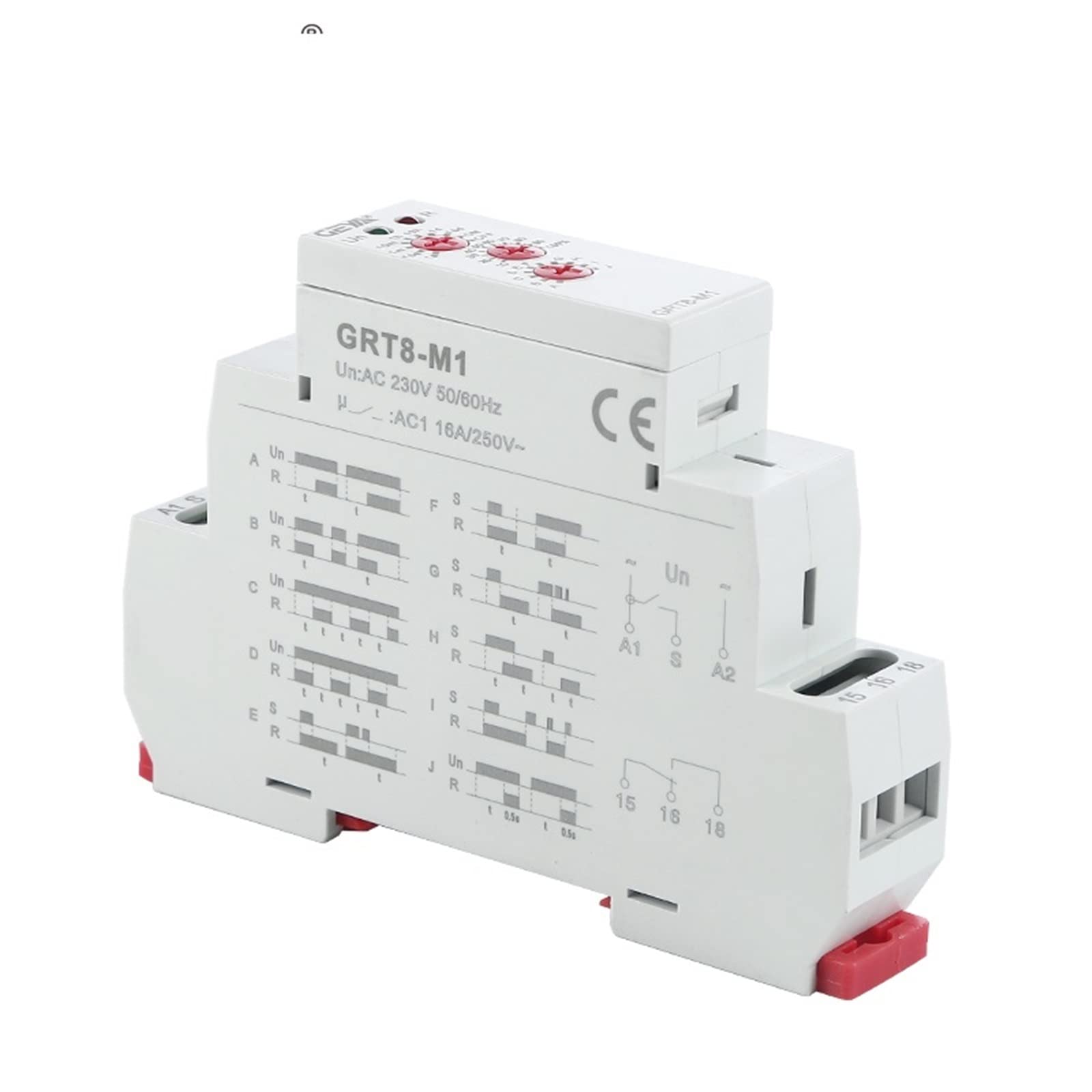 GRT8-M 16 A wielofunkcyjny przekaźnik czasowy z 10 funkcjami AC DC 12 V, 24 V, 220 V, 230 V, (GRT8-M1 AC230V)