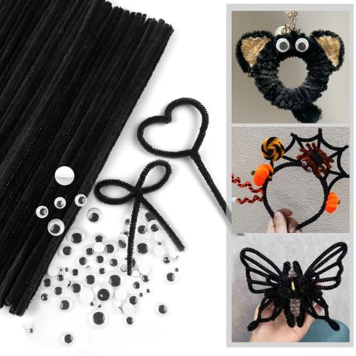 TOAOB 100pcs Tige de Fil Chenille Thème Cure Pipes avec 100pcs Yeux Mobiles Autocollants Loisirs Creatifs Idéal pour Créer Toutes Sortes d'animaux Travaux Manuels - vue 4