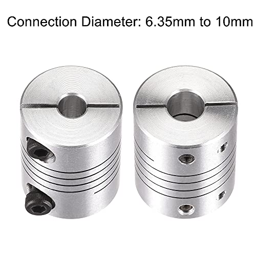 Uxcell 2Pcs Motor Shaft 6.35Mm To 10Mm Helical Beam Coupler Coupling 25Mm Dia 30Mm Long #TOP3