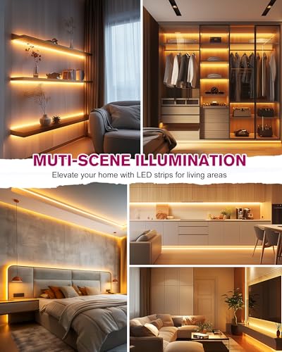 Image of EMITEVER COB LED Strip Lights Warm White, 2700K Tape Light 32.8ft, Premium High Density, DC 24V, 300+Lumens /ft, 4800LEDs /Spool, Ra 90, 3W /ft, UL Listed 5 Year Warranty (Power Supply Sold Separately)