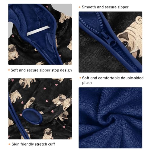 CHIFIGNO Cute Tan Pugs Boys Soft Comfy Sweatshirt Jacket with Polar Fleece Lining 3T3