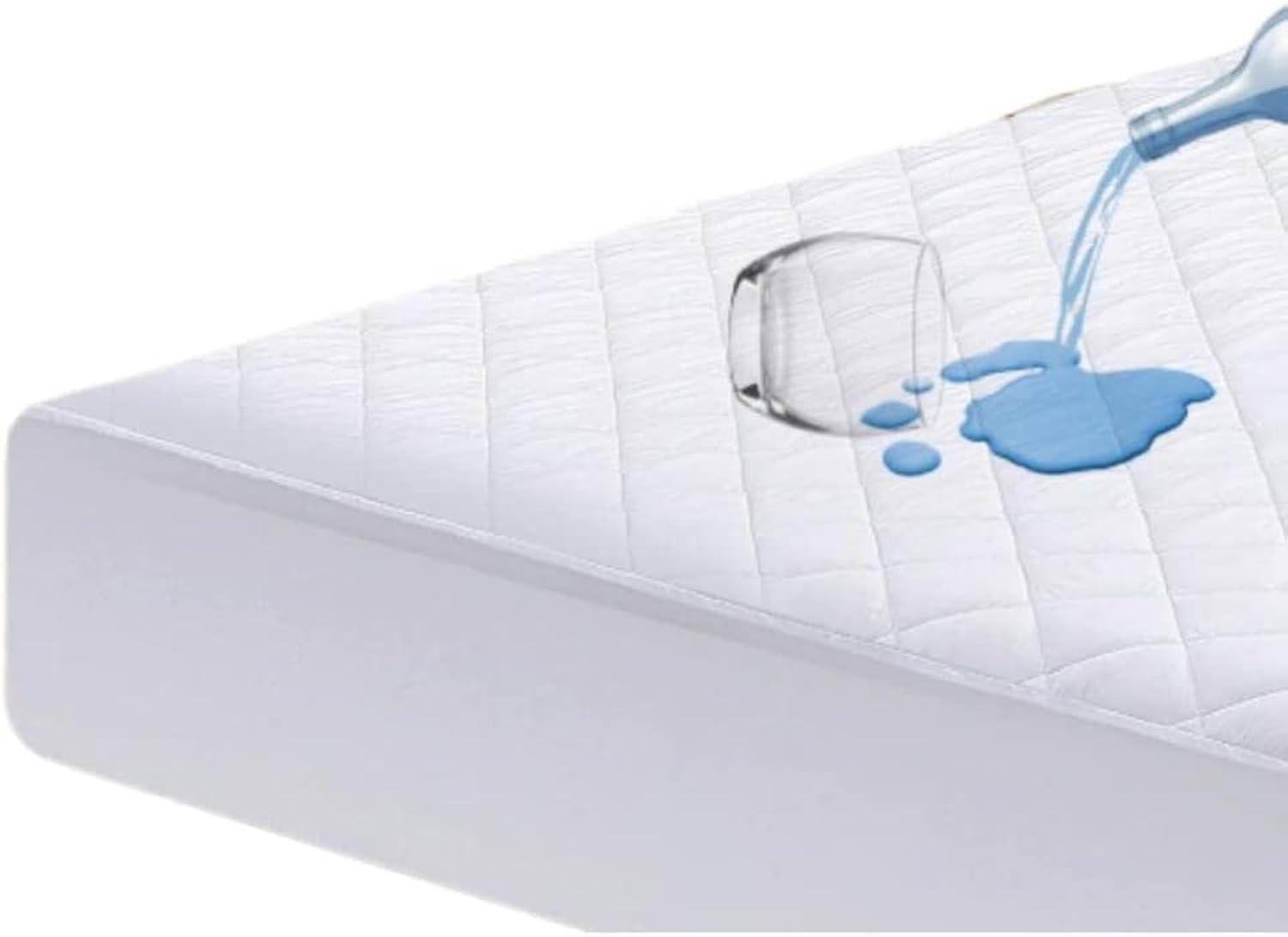 Luxury Nights Waterproof Mattress Protector 30Cm Waterproof Mattress Protector Breathable Quilted Fitted Mattress Cover Soft Noiseless Deep Pocket Bed Protector Anti Allergy Washable (Super King)