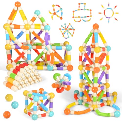 58PCS Extendable Magnetic Building Sticks STEM Montessori Toy Set Ages 3-7