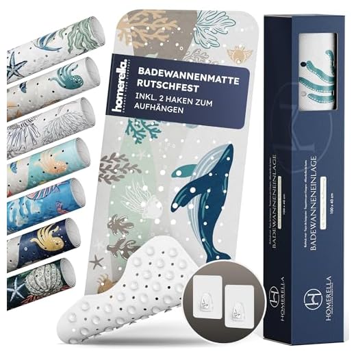 Homerella Alfombra de baño niños 100x40cm | Alfombra de baño Antideslizante antibacteriana | Extra cómoda Incl. Ganchos | Alfombra de Ducha Antideslizante niños y bebés | sin BPA y Lavable a máquina