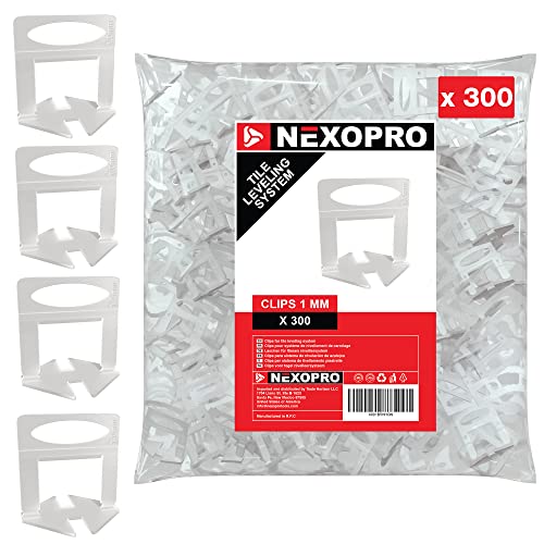 NEXOPRO® – Kit de Nivellement pour Carrelage – 300 Croisillons 1 mm – Système Autonivelant pour Pose de Carrelage – Facile à Utiliser – Résultat Professionnel – Sol & Mur