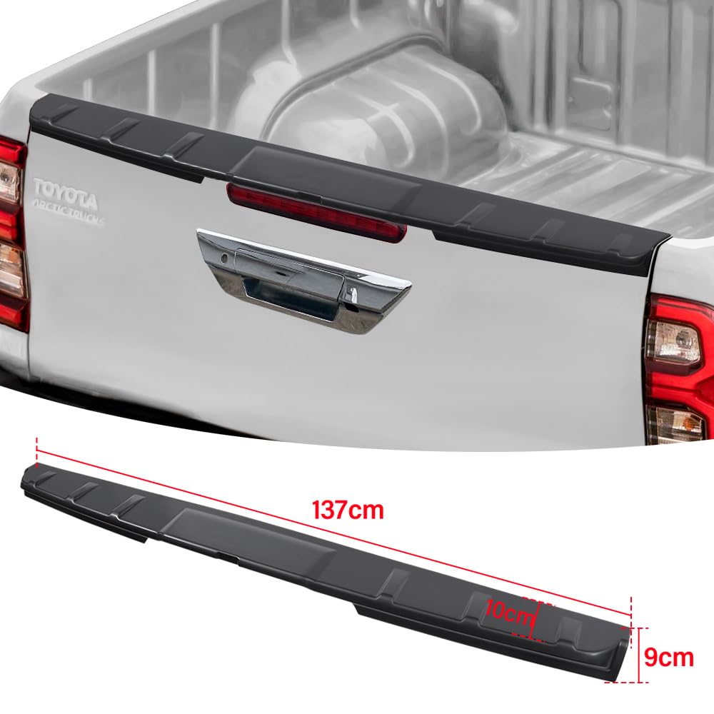Spoiler Protector de Portón Trasero para Toyota Hilux 2021-2026 (Invincible GR Sport) Cubierta Superior de Caja Alerón Trasero ABS Premium para Pintar - Negro Mate