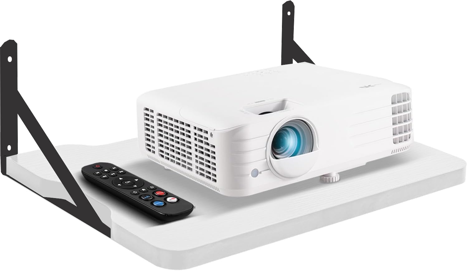 Projector Shelf,Router Wall Mount Floating Shelf,Projector Mount Rack Holder(White,16.5" x 11")