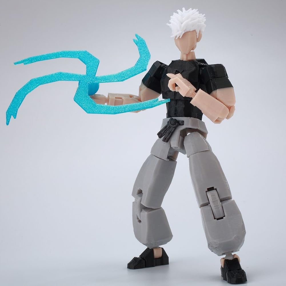 Gojo Satoru Figura de Acción JJK, Figura Movible Gojo Satoru Articulación Articulada con Accesorios Figura Impresión 3D Figura Coleccionable Pantalla de Escritorio Regalo para Fans 14 cm