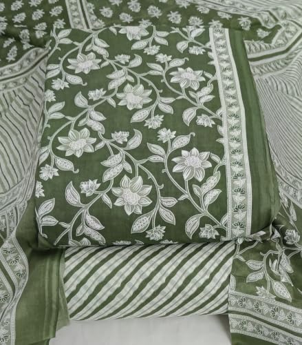 Image of DRAVINAM Trends Women's Premium Cambric Cotton Jaipuri Printed Unstitched Salwar Suit Dress Material with Mulmul Cotton Dupatta