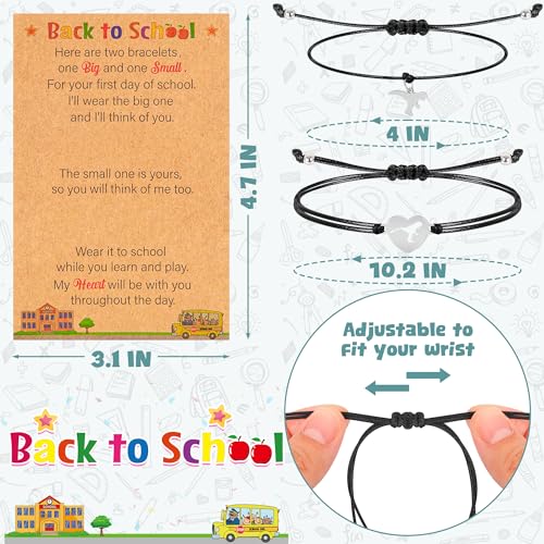 Image of EOBOH Back to School Supplies, Back to School Bracelet Mommy and Me, Prek Matching Wish Bracelets Set, Adjustable Bracelet for Boys Girls Gifts Stuff Bulk