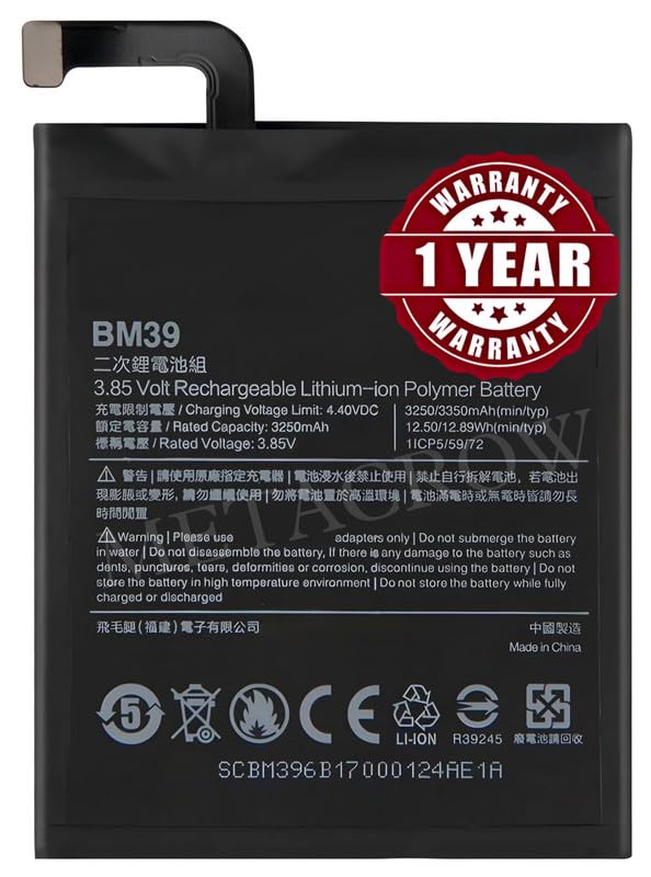 Image of Original BM39 Battery Compatible for Xiaomi Mi 6 (MCE16) - (3350mAh) - 1 Year Warranty JK1