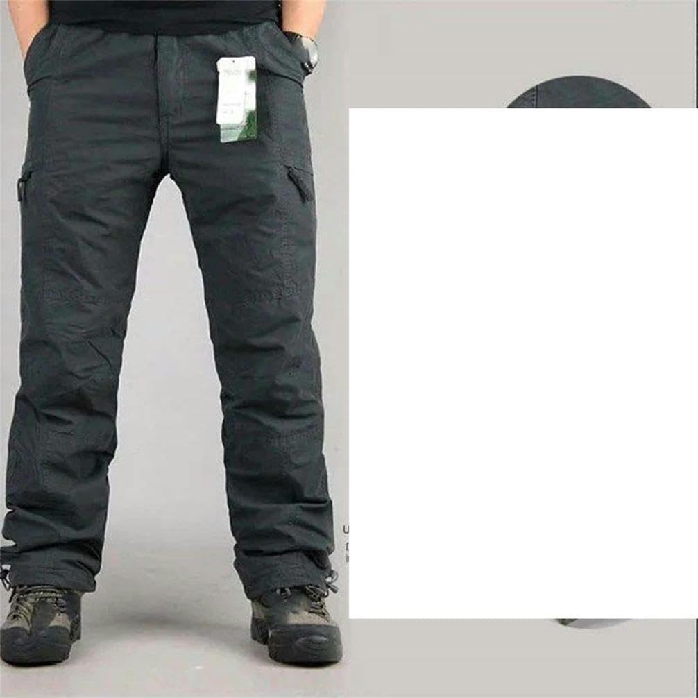 Fleece Pants Men's Winter Outdoor Work Overalls Thickened Warm Loose Trousers Men's Multi-Pockets