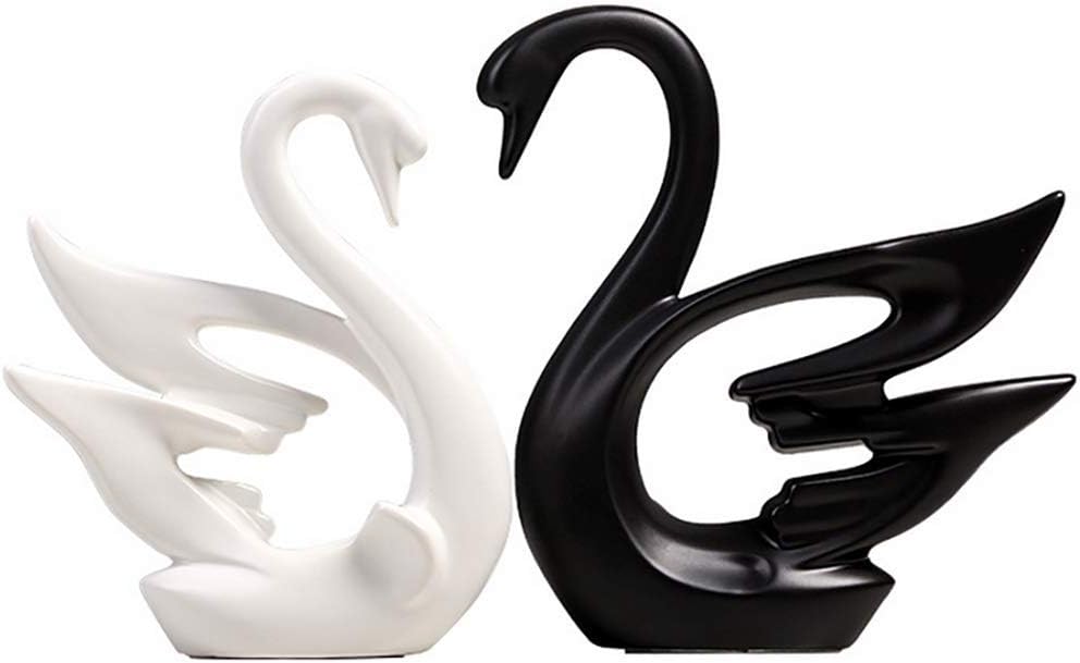 PeggyHD Swan Lover Figurines Ceramic Animal Statue Couple Swan Sculptures Home Decor Craft Ornament Wedding Gifts Set of 2
