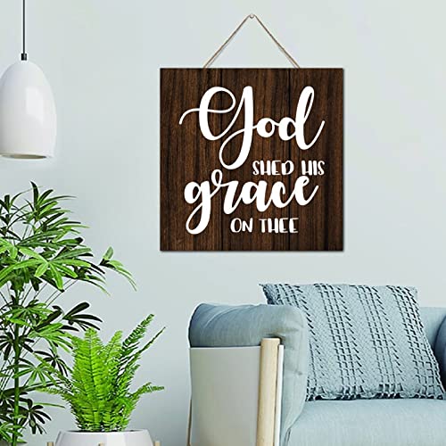 Plaque murale God Shed His Grace on Thee en bois naturel, cadre parfait pour éveil enfant