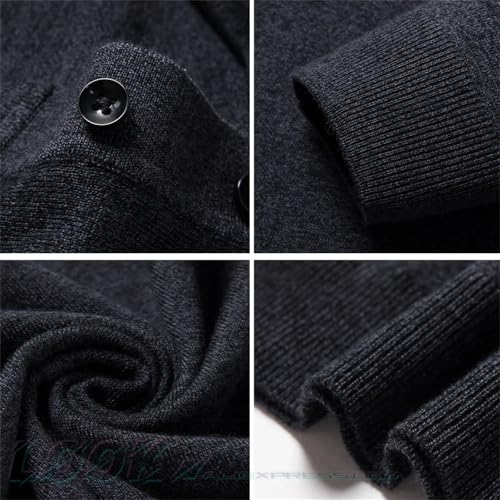 Dcvmvmn Men's Long-Sleeved Wool Blend Solid Color Pullover Sweater with Lapel Casual Bottoming Sweater4