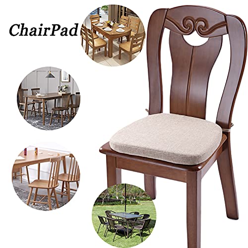 Kgplome Chair Cushion With Ties For Dining Chairs - Memory Foam Non Slip Kitchen Chair Pad And Dining Seat Cushion With Machine Washable Cover [16.5 X 16.2 Inches] - Dark Beige #TOP1