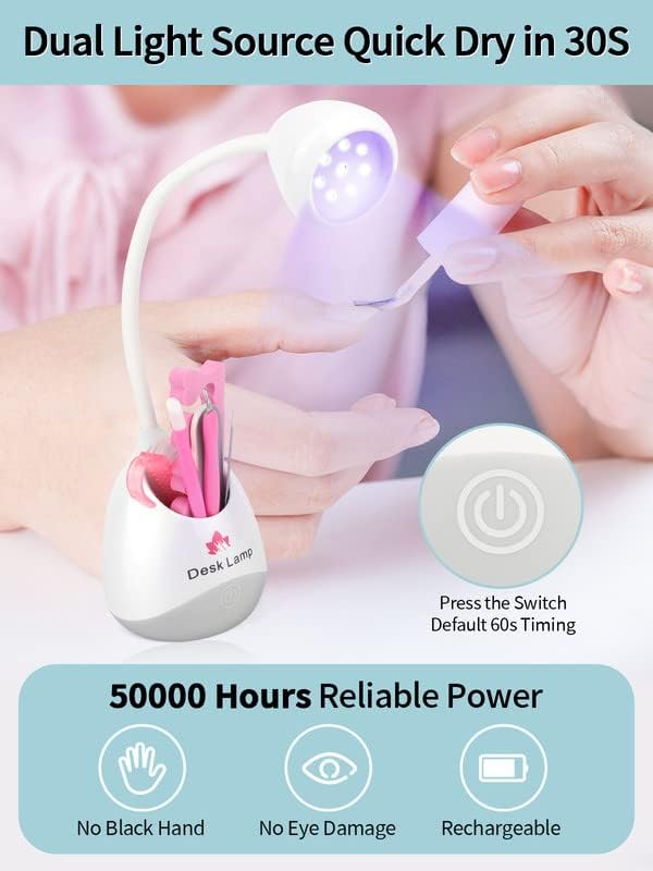 LIONVISON UV Nail Lamp, 36W Mini Nail Dryer Quick Dry for Nail Polish, 360° Rotation Portable LED Gel Nail Lamp Cure Light with Nail Accessories Storage for Home Nail Salon Manicure
