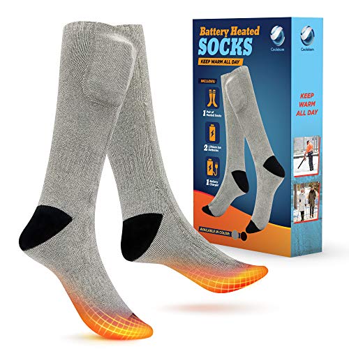COOLEKOM Battery Heated Socks for Women Men - Keep Warm All Day -Rechargeable Battery Operated Heated Socks -Up to 9Hrs Heat -Best Heated Socks Women Men - Snow Socks -Comfy Electric Heated Socks