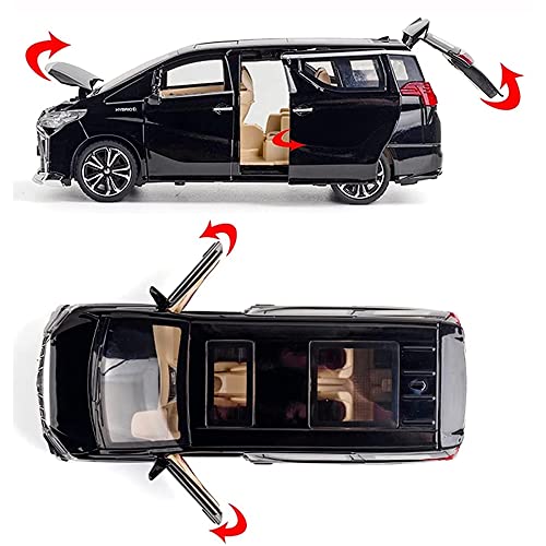 Image of DEUSON ECOM 1:24 Scale Alphard Toy Car for Kids Diecast Metal Cars with Light Sound Pull Back Openable Door Car Toy, White