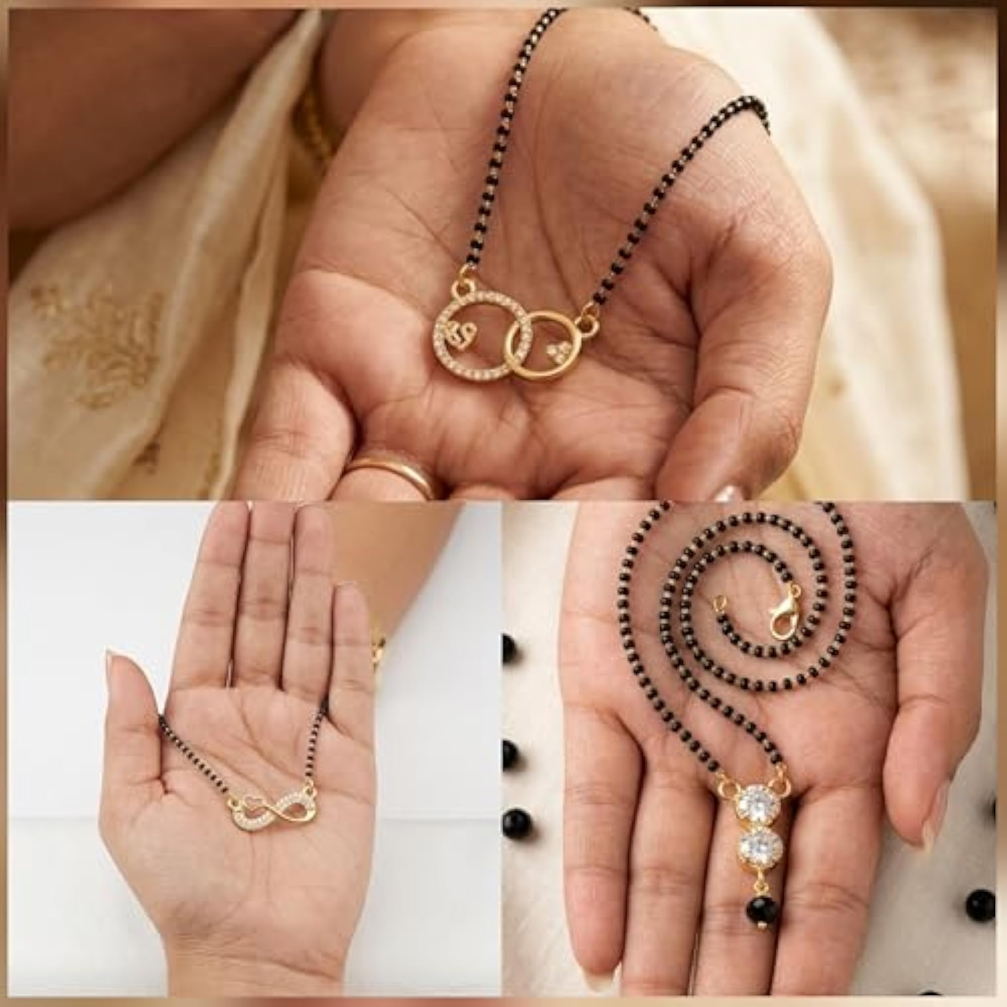 Gold-Plated Infinity & Pendant Mangalsutra with Beads Chain