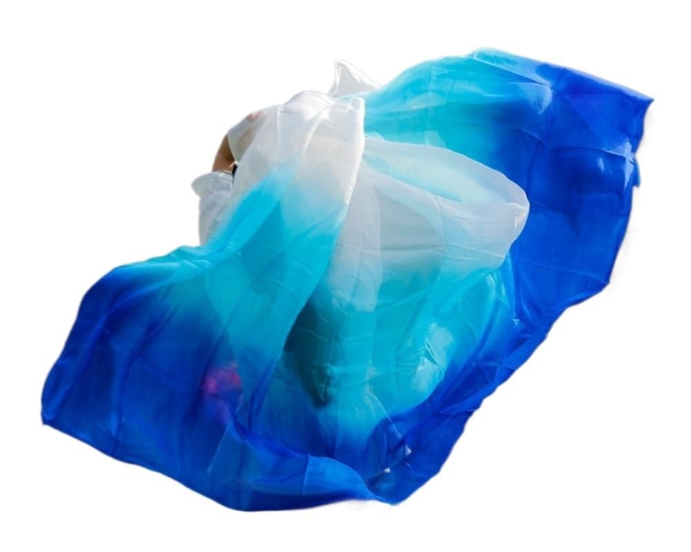 Schleier für Bauchtanz aus 100 % echter Seide, 1 Stück, Bauchtanz-Zubehör, Bauchtanz-Schal, Schal, Tanzübung, Bühnenaufführung, Schleier (WTB, 200 x 90 cm)