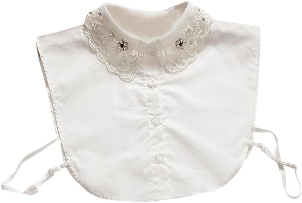 QUINTRA Women New Blouse False Collar Clothes Shirt Detachable Collars (White 0197)