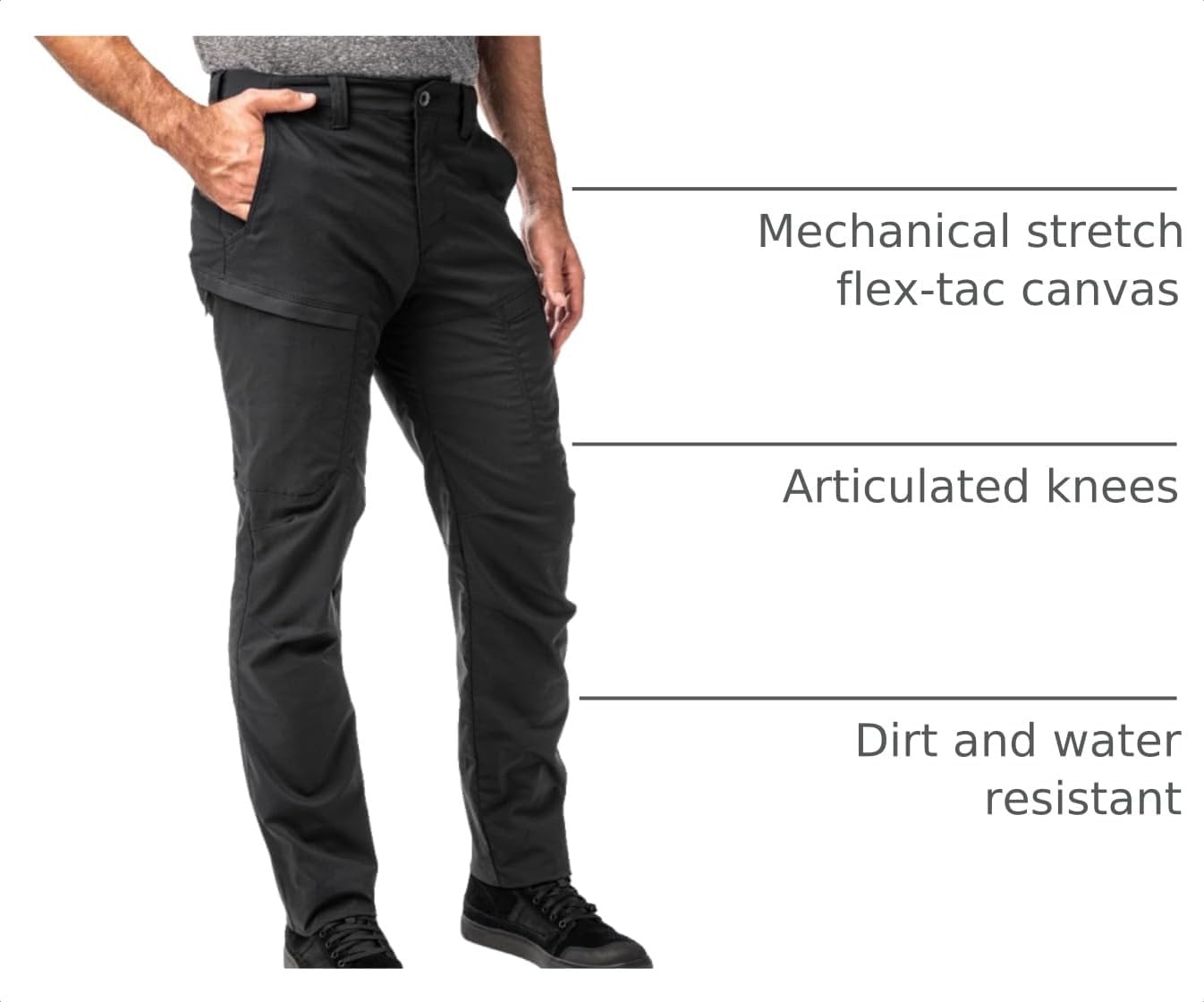 5.11 Tactical Men's Ridge Pants, Straight Fit, 8 Pockets, Style 74520, Black, 28W x 36L