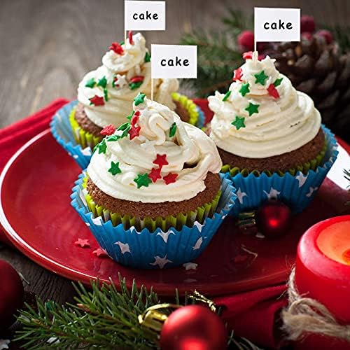 Blank Toothpick Flags, 100 Pcs White Kraft Paper Food Flag Cocktail Sticks with Flag for DIY Cupcake Toppers 3.3 * 2.5cm