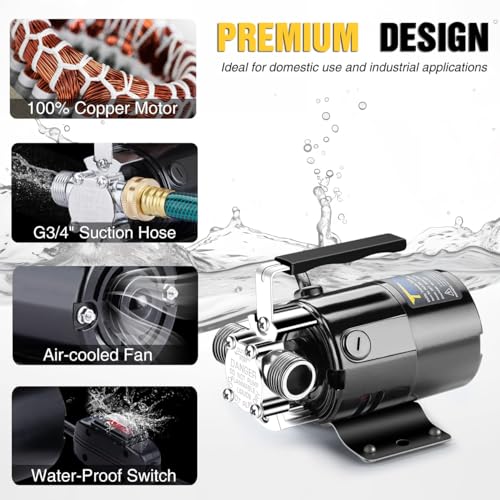 Image of Trupow 1 /10HP 330GPH 115-Volt Mini Portable Electric Utility Sump Transfer Water Pump with ON /OFF Switch(Only Pump)