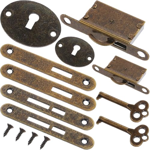 ULTECHNOVO 2 Juegos de Cerraduras para Muebles Pequeños Diseño Retro y Llaves, Cerraduras Robustas para Caja de Madera y Joyero en Uso Diario
