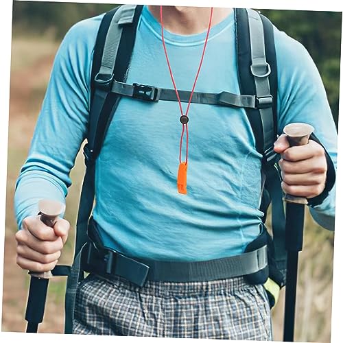 5 silbatos de plástico para camping con cordón miniatura 4