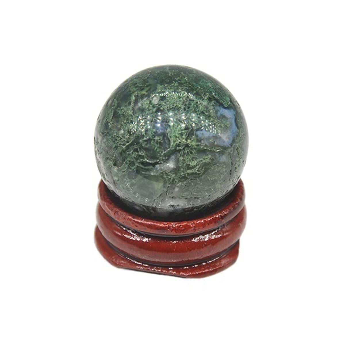 LQYXGS Crystal Stone Home Decor 30mm Natural Moss Agate Crystal Ball, With Stand, For Home Decoration(1pcs)