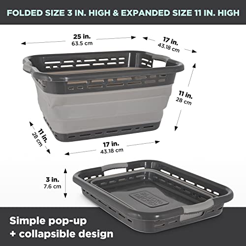 Black+Decker 1 Large 25" Slim Collapsible Laundry Basket - Portable & Space-Saving Basket With Dual Comfort Grip Handles - Ideal For Laundry, Towels, Blankets & More In Small Spaces & Travel, Black #TOP5