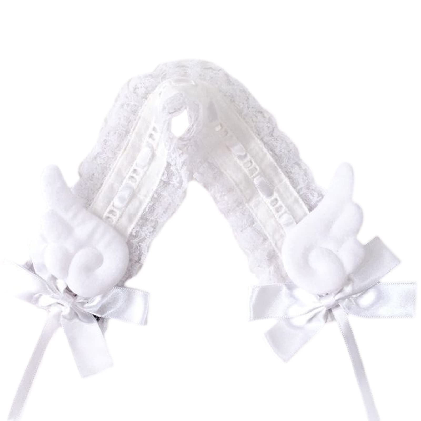 Maxtonser Lolitas Headdress Maid Headwear Lace Hair Accessories Cosplay Headband Wing & Bowknot Decors Hair Bands
